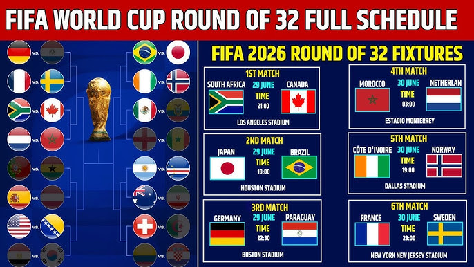 2026 FIFA World Cup Round of 32 Fixtures Confirmed